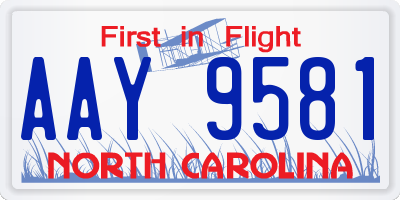 NC license plate AAY9581