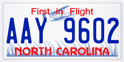 NC license plate AAY9602