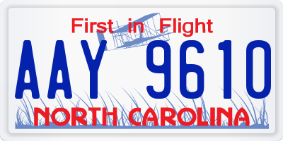 NC license plate AAY9610