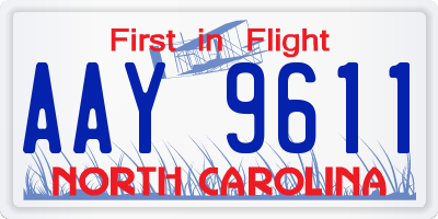 NC license plate AAY9611