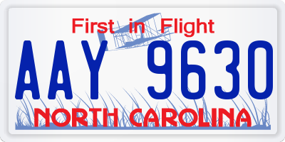 NC license plate AAY9630