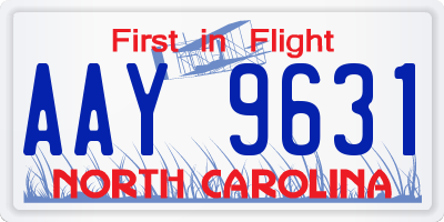 NC license plate AAY9631
