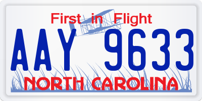 NC license plate AAY9633
