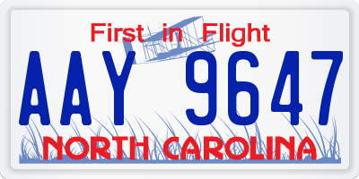 NC license plate AAY9647