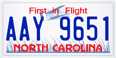 NC license plate AAY9651