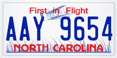 NC license plate AAY9654