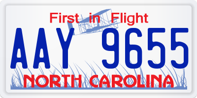 NC license plate AAY9655