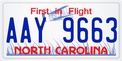 NC license plate AAY9663