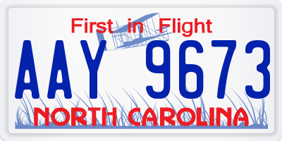 NC license plate AAY9673