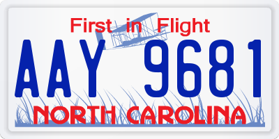 NC license plate AAY9681