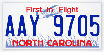 NC license plate AAY9705