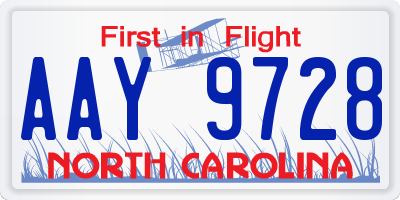 NC license plate AAY9728