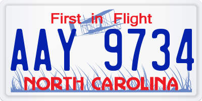 NC license plate AAY9734