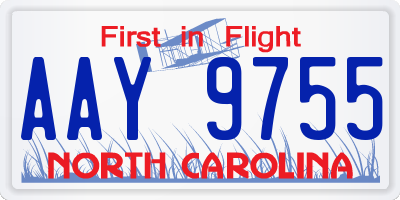 NC license plate AAY9755