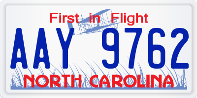 NC license plate AAY9762