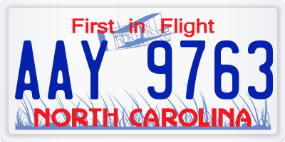 NC license plate AAY9763