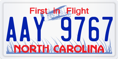NC license plate AAY9767