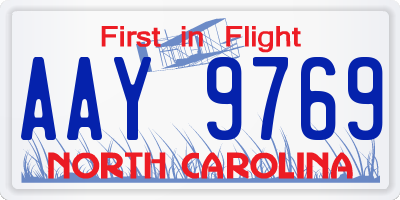 NC license plate AAY9769