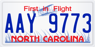 NC license plate AAY9773