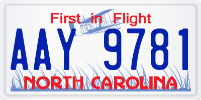 NC license plate AAY9781
