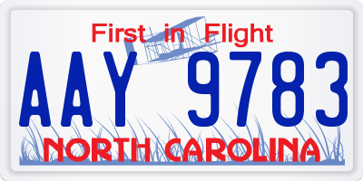 NC license plate AAY9783