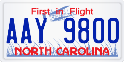NC license plate AAY9800