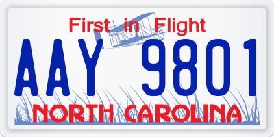 NC license plate AAY9801