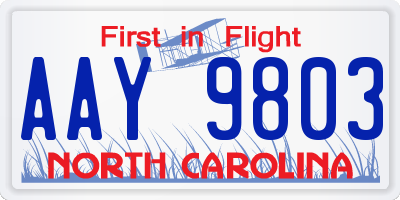 NC license plate AAY9803