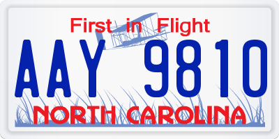 NC license plate AAY9810
