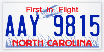 NC license plate AAY9815