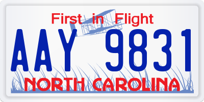 NC license plate AAY9831