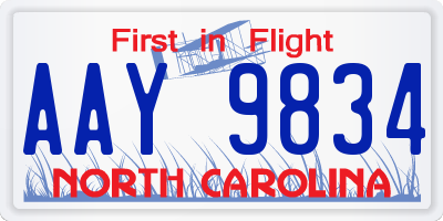 NC license plate AAY9834