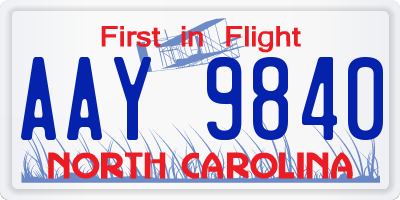 NC license plate AAY9840