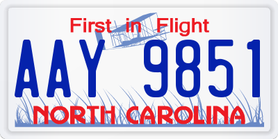 NC license plate AAY9851