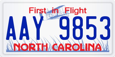 NC license plate AAY9853