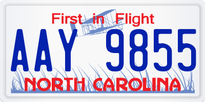 NC license plate AAY9855