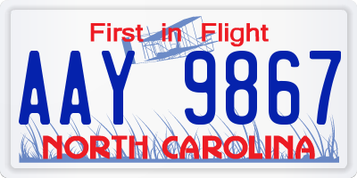 NC license plate AAY9867