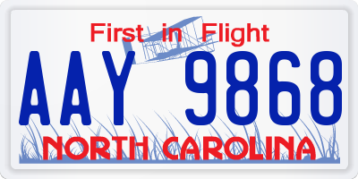 NC license plate AAY9868