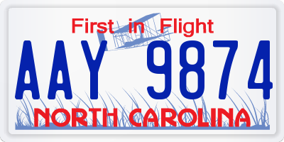 NC license plate AAY9874
