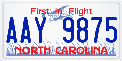 NC license plate AAY9875