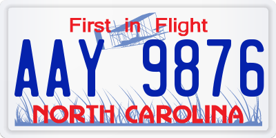 NC license plate AAY9876