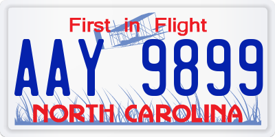 NC license plate AAY9899