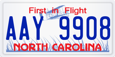 NC license plate AAY9908
