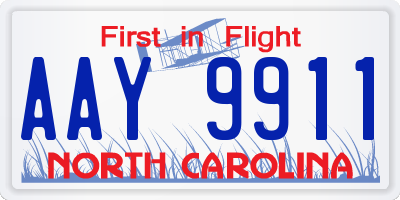 NC license plate AAY9911
