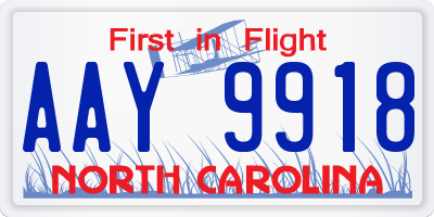 NC license plate AAY9918