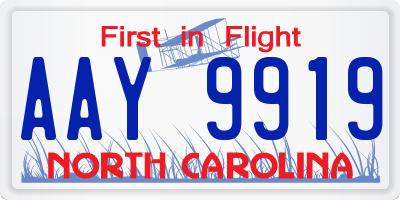 NC license plate AAY9919