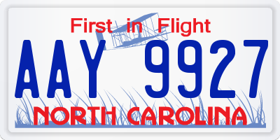 NC license plate AAY9927