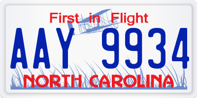 NC license plate AAY9934