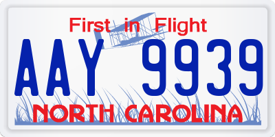 NC license plate AAY9939