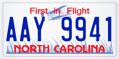 NC license plate AAY9941